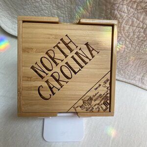 North Carolina Tar Heel State Souvenir Handmade Wooden Coasters With State Map 4